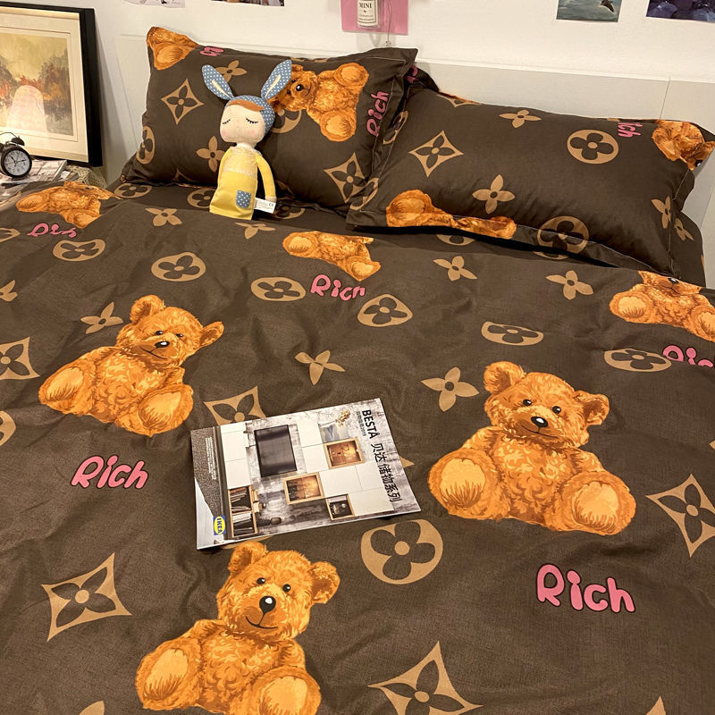 HKM-272147 Three-Piece Floral and Bird Pattern Single Bed Sheet Set for Students in Polyester Fiber