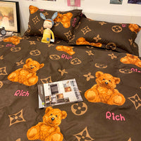 HKM-272147 Three-Piece Floral and Bird Pattern Single Bed Sheet Set for Students in Polyester Fiber