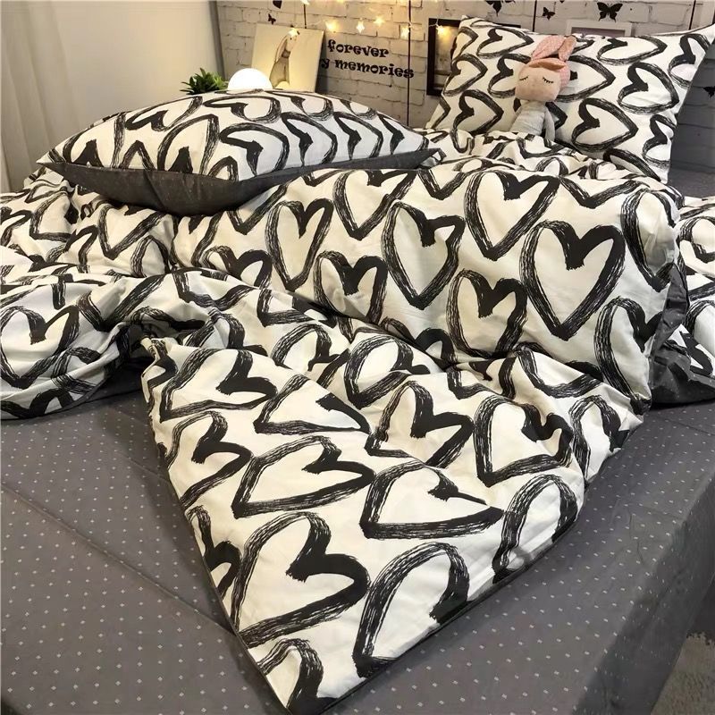 HKM-272147 Three-Piece Floral and Bird Pattern Single Bed Sheet Set for Students in Polyester Fiber