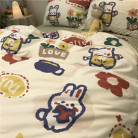 HKM-272147 Three-Piece Floral and Bird Pattern Single Bed Sheet Set for Students in Polyester Fiber