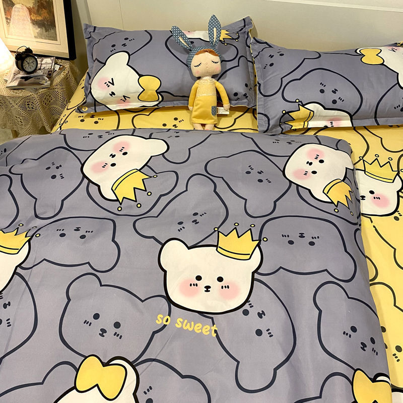 HKM-272147 Three-Piece Floral and Bird Pattern Single Bed Sheet Set for Students in Polyester Fiber