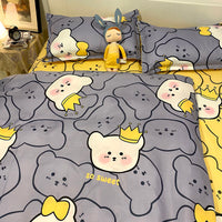 HKM-272147 Three-Piece Floral and Bird Pattern Single Bed Sheet Set for Students in Polyester Fiber