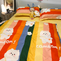 HKM-272147 Three-Piece Floral and Bird Pattern Single Bed Sheet Set for Students in Polyester Fiber