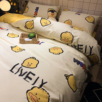 HKM-272147 Three-Piece Floral and Bird Pattern Single Bed Sheet Set for Students in Polyester Fiber