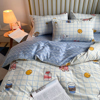 HKM-272147 Three-Piece Floral and Bird Pattern Single Bed Sheet Set for Students in Polyester Fiber