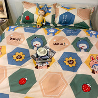 HKM-272147 Three-Piece Floral and Bird Pattern Single Bed Sheet Set for Students in Polyester Fiber