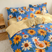 HKM-272147 Three-Piece Floral and Bird Pattern Single Bed Sheet Set for Students in Polyester Fiber