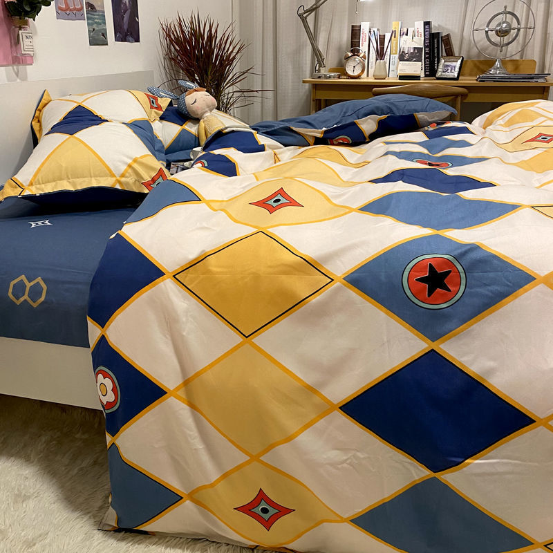 HKM-272147 Three-Piece Floral and Bird Pattern Single Bed Sheet Set for Students in Polyester Fiber