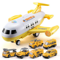 HKM-272403 Diecast Alloy Fire Engine and Airplane Toy Set with Sound and Music for Ages 3 and Up