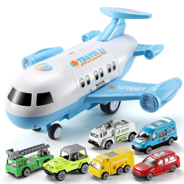 HKM-272403 Diecast Alloy Fire Engine and Airplane Toy Set with Sound and Music for Ages 3 and Up