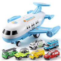 HKM-272403 Diecast Alloy Fire Engine and Airplane Toy Set with Sound and Music for Ages 3 and Up