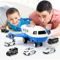 HKM-272403 Diecast Alloy Fire Engine and Airplane Toy Set with Sound and Music for Ages 3 and Up