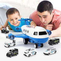 HKM-272403 Diecast Alloy Fire Engine and Airplane Toy Set with Sound and Music for Ages 3 and Up