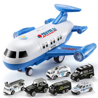 HKM-272403 Diecast Alloy Fire Engine and Airplane Toy Set with Sound and Music for Ages 3 and Up
