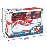 HKM-272403 Diecast Alloy Fire Engine and Airplane Toy Set with Sound and Music for Ages 3 and Up
