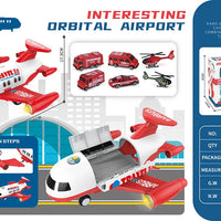 HKM-272403 Diecast Alloy Fire Engine and Airplane Toy Set with Sound and Music for Ages 3 and Up