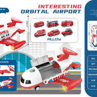 HKM-272403 Diecast Alloy Fire Engine and Airplane Toy Set with Sound and Music for Ages 3 and Up
