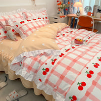 HKM-272467 Korean Craft Four-Piece Lace Bed Set with Heart Pattern for 1.8m Bed