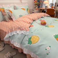 HKM-272467 Korean Craft Four-Piece Lace Bed Set with Heart Pattern for 1.8m Bed