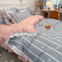 HKM-272467 Korean Craft Four-Piece Lace Bed Set with Heart Pattern for 1.8m Bed