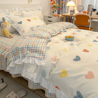 HKM-272467 Korean Craft Four-Piece Lace Bed Set with Heart Pattern for 1.8m Bed