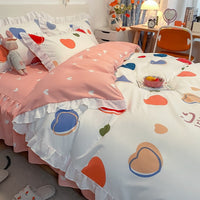 HKM-272467 Korean Craft Four-Piece Lace Bed Set with Heart Pattern for 1.8m Bed