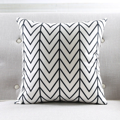 HKM-272531 Geometric Striped Plush Throw Pillow, 45x45cm, Multiple Color Options