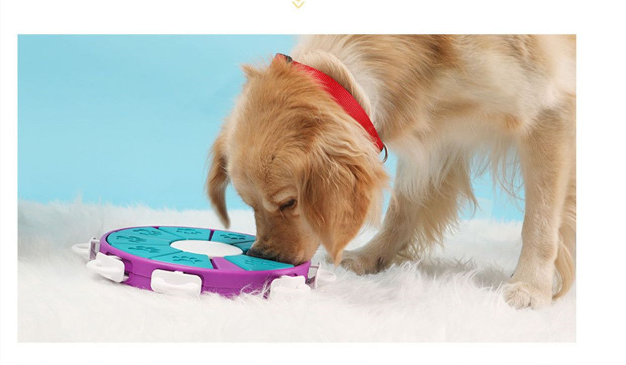 HKM-272595 Interactive Dog Puzzle Toy for Puppies - Snack Dispenser with 9 Compartments, Durable Plastic Dog Feeder