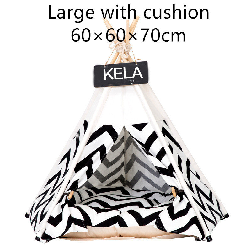 HKM-272659 Cozy Canvas Pet Tent for Small to Medium Dogs with Removable Cushion
