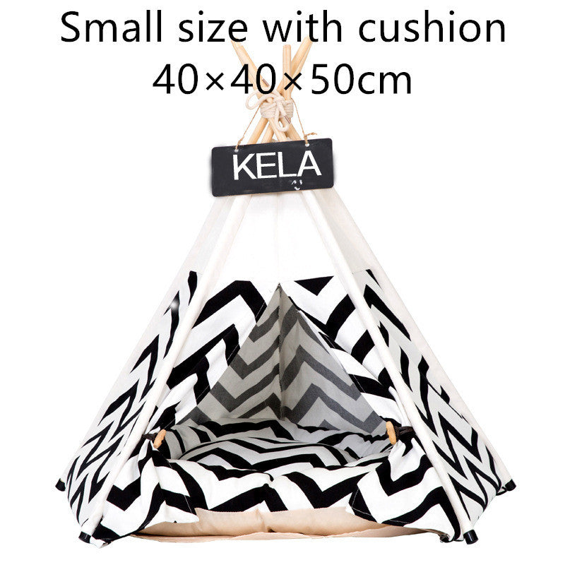 HKM-272659 Cozy Canvas Pet Tent for Small to Medium Dogs with Removable Cushion