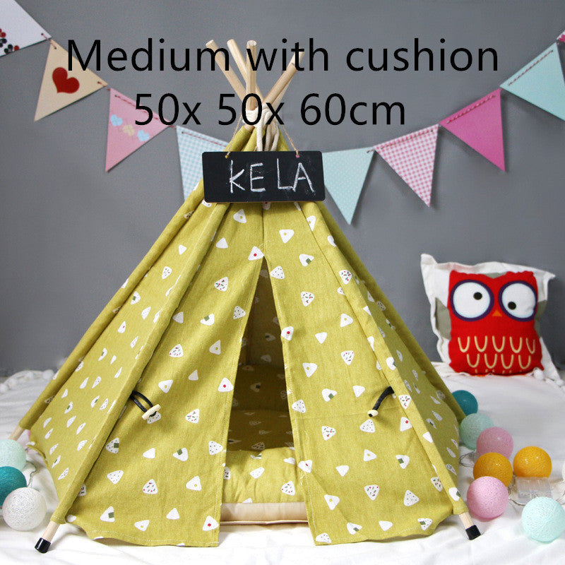 HKM-272659 Cozy Canvas Pet Tent for Small to Medium Dogs with Removable Cushion