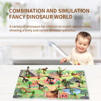HKM-272723 Dinosaur Play Mat Set with Plastic Activity Figures for Indoor Family Fun, Suitable for Ages 2 to 4