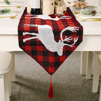 HKM-272915 Electric Embroidered Knitted Cloth Table Runner - Snowman, Small Tree & Elk Designs