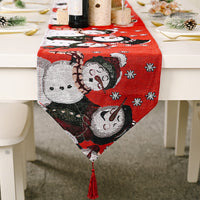 HKM-272915 Electric Embroidered Knitted Cloth Table Runner - Snowman, Small Tree & Elk Designs