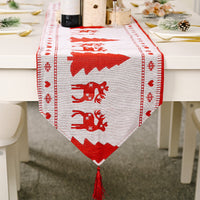 HKM-272915 Electric Embroidered Knitted Cloth Table Runner - Snowman, Small Tree & Elk Designs