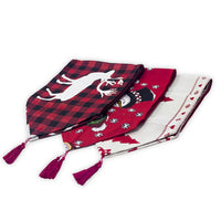 HKM-272915 Electric Embroidered Knitted Cloth Table Runner - Snowman, Small Tree & Elk Designs