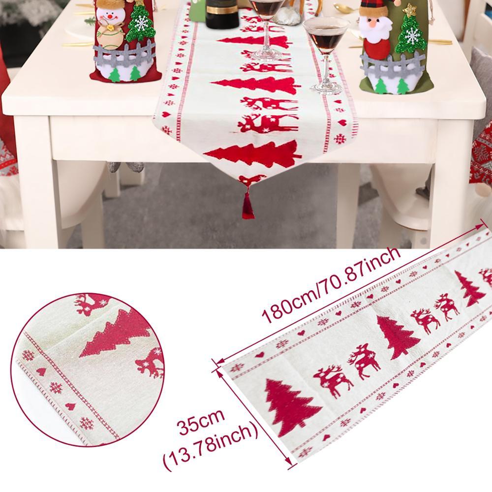 HKM-272915 Electric Embroidered Knitted Cloth Table Runner - Snowman, Small Tree & Elk Designs