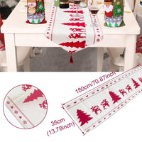 HKM-272915 Electric Embroidered Knitted Cloth Table Runner - Snowman, Small Tree & Elk Designs