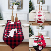 HKM-272915 Electric Embroidered Knitted Cloth Table Runner - Snowman, Small Tree & Elk Designs