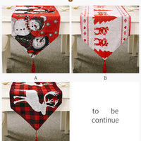 HKM-272915 Electric Embroidered Knitted Cloth Table Runner - Snowman, Small Tree & Elk Designs
