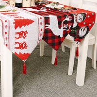 HKM-272915 Electric Embroidered Knitted Cloth Table Runner - Snowman, Small Tree & Elk Designs