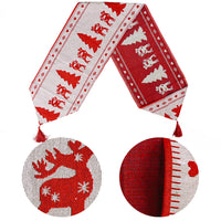 HKM-272915 Electric Embroidered Knitted Cloth Table Runner - Snowman, Small Tree & Elk Designs