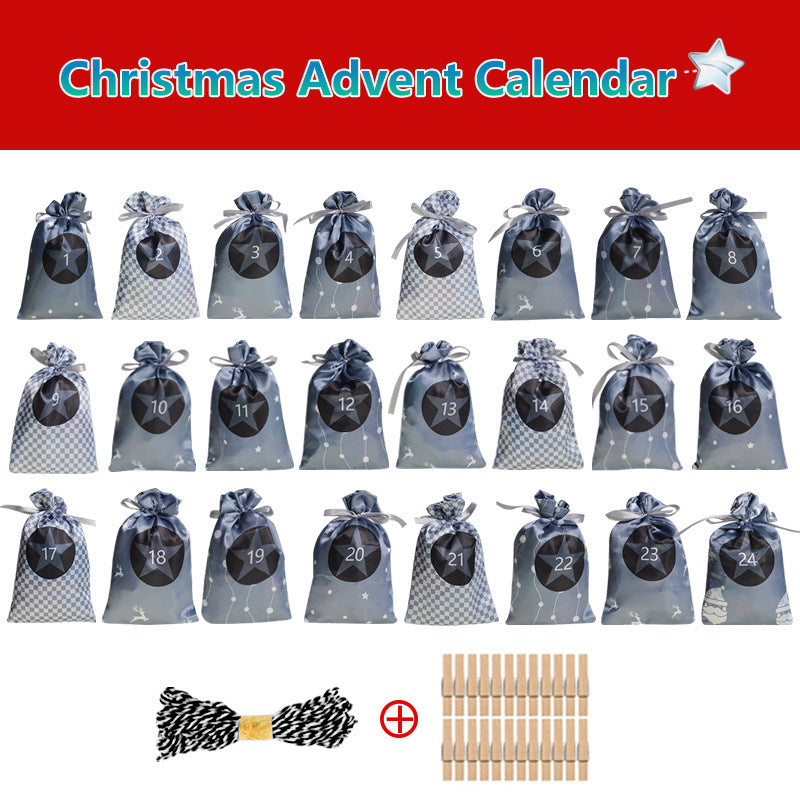HKM-273107 Christmas Satin Cloth Drawstring Gift Bag Set - Multiple Colors Available (10x15cm)