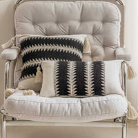 HKM-273107 Misty Forest Big Spike Square and Waist Pillow Collection in Black and Off-White