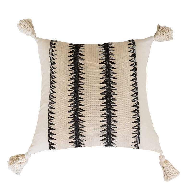 HKM-273107 Misty Forest Big Spike Square and Waist Pillow Collection in Black and Off-White