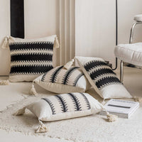 HKM-273107 Misty Forest Big Spike Square and Waist Pillow Collection in Black and Off-White