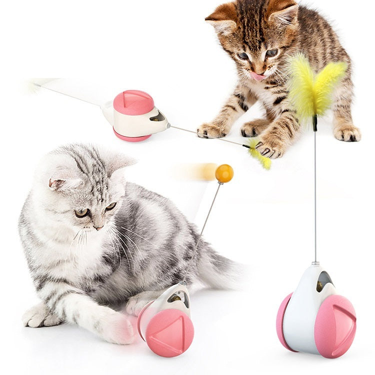 HKM-273171 Interactive Balance Swing Cat Toy - Self-Moving Plastic Plaything for Cats