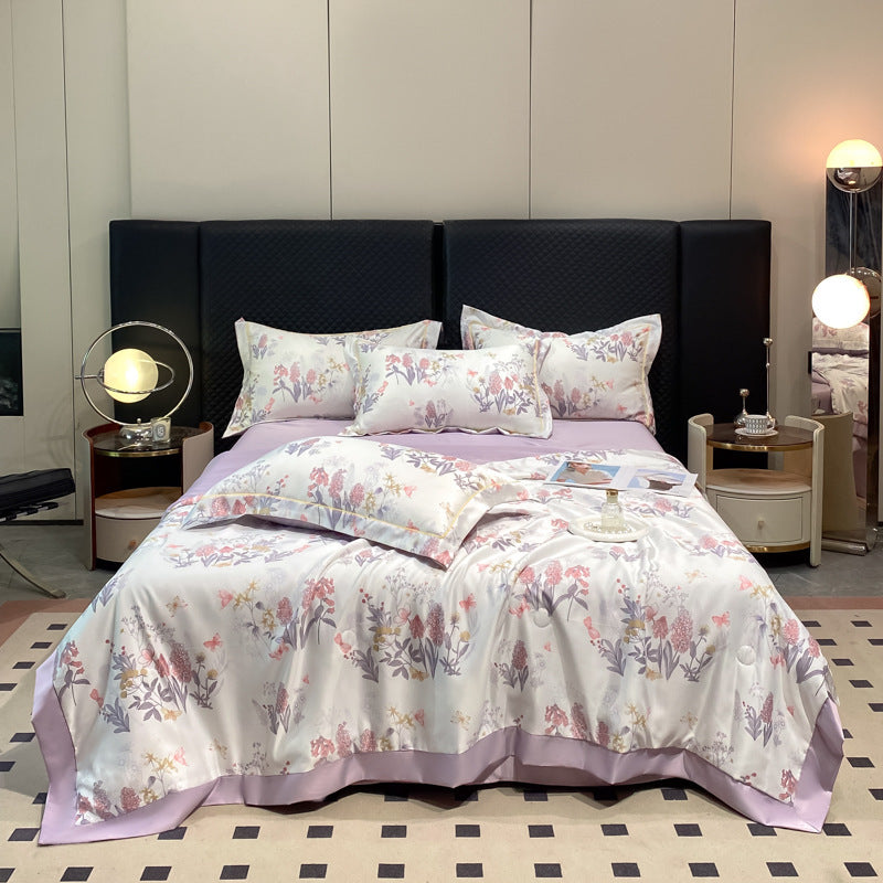 HKM-273299 Cool Washed Ice Silk Summer Blanket Set with Sheets and Pillowcases - Two Sizes Available