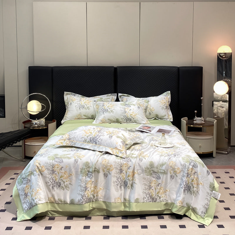 HKM-273299 Cool Washed Ice Silk Summer Blanket Set with Sheets and Pillowcases - Two Sizes Available