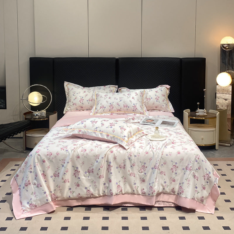 HKM-273299 Cool Washed Ice Silk Summer Blanket Set with Sheets and Pillowcases - Two Sizes Available
